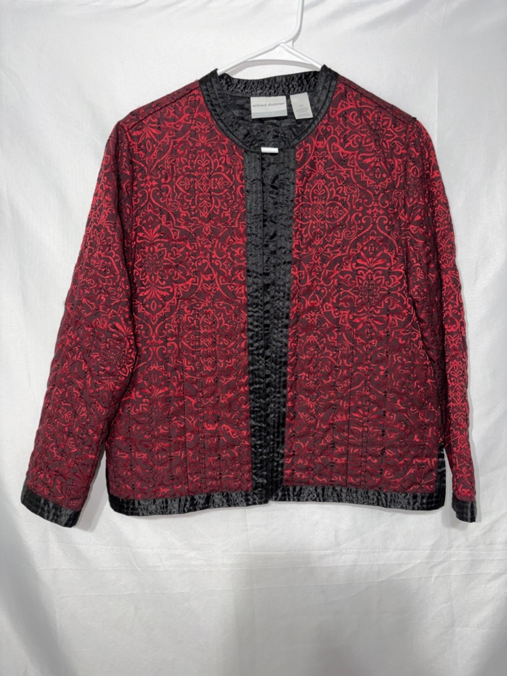 Alfred Dunner Red and Black Quilted Floral Jacket